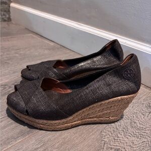 Tory Burch Gray Wedge Espadrilles